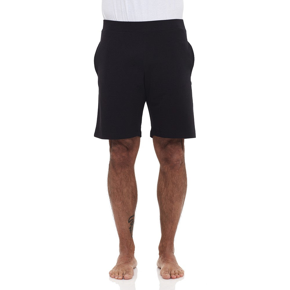 PANTALONE YOGA UOMO CORTO NERO CON STAMPA "OM" - YOGAESSENTIAL