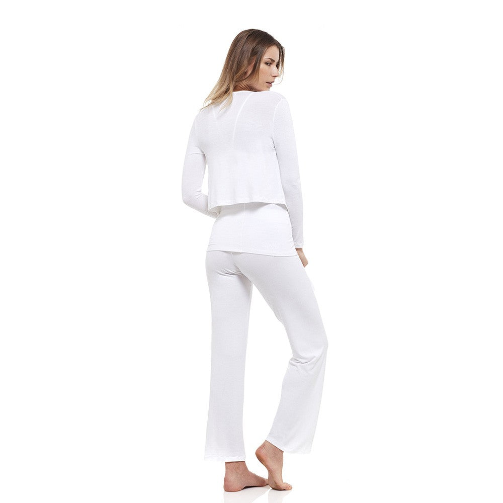 PANTALONE IN FIBRA DI BAMBOO CON RICAMO