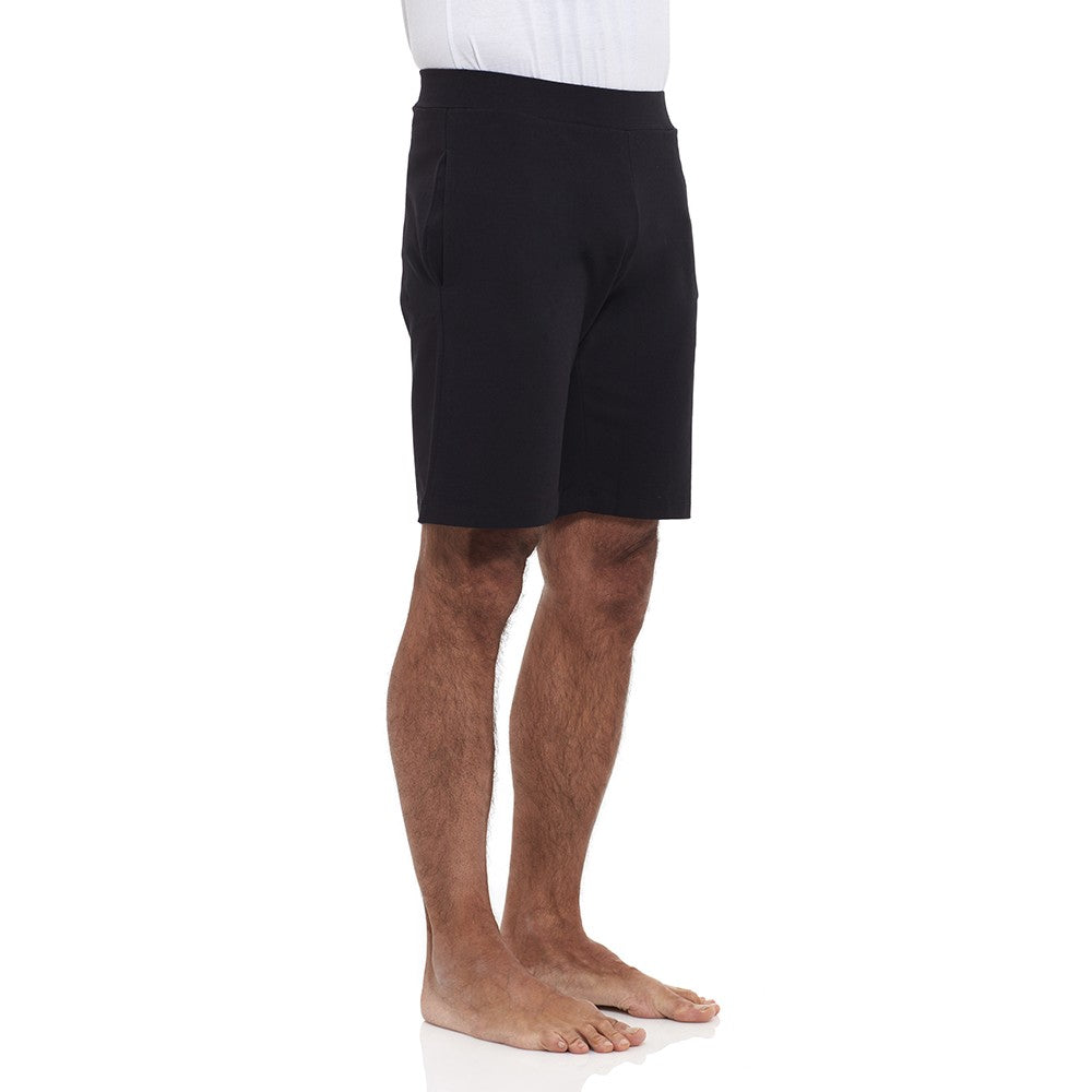 PANTALONE YOGA UOMO CORTO NERO CON STAMPA "OM" - YOGAESSENTIAL