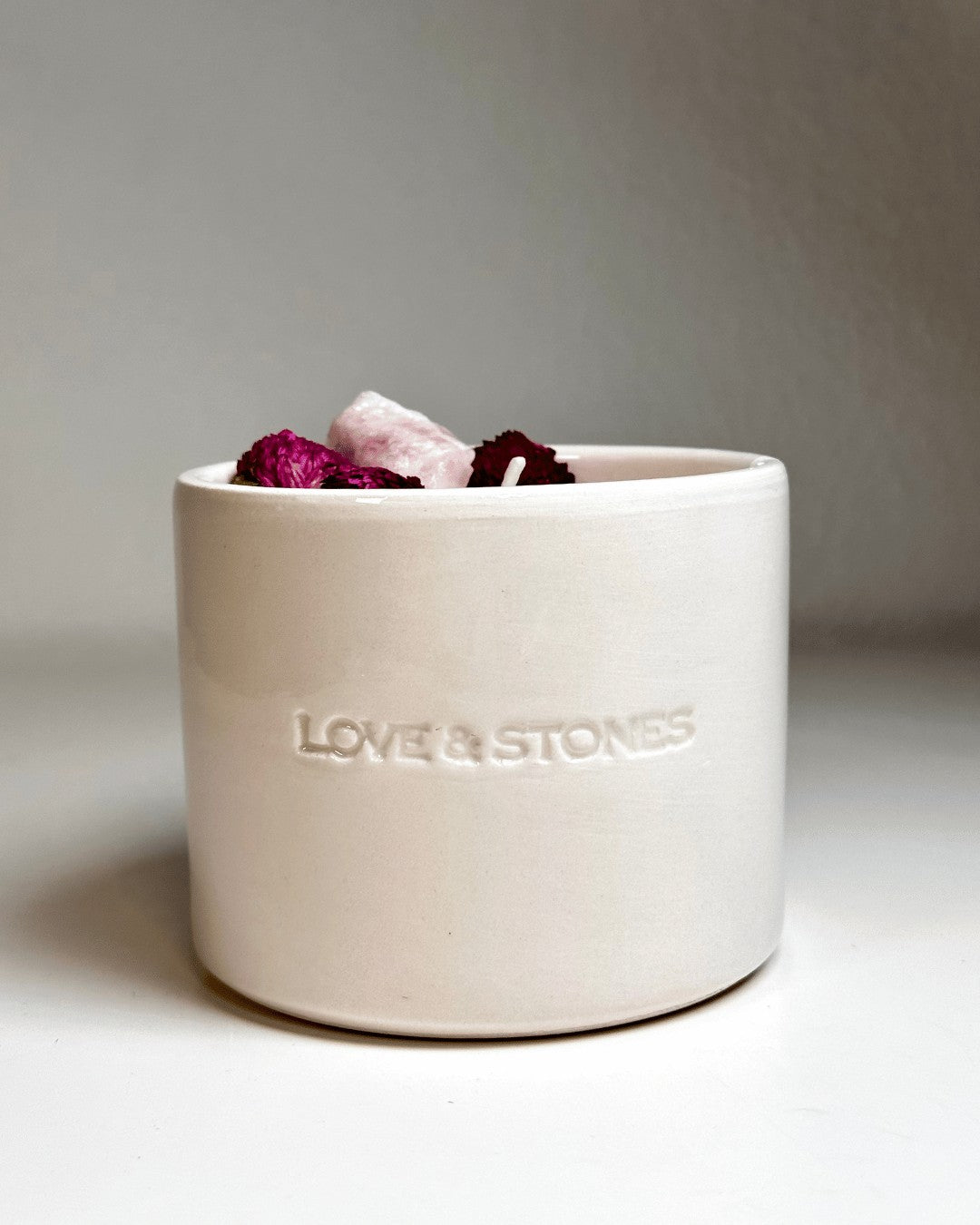 "FOREVER" CANDELA PROFUMATA CON QUARZO ROSA - LOVE&STONES