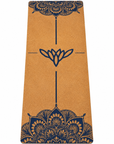 Tappetino yoga YOGAESSENTIAL  in sughero con disegno Mandala Blu e logo