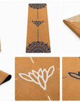 Tappetino yoga YOGAESSENTIAL  in sughero con disegno Mandala BLU e logo